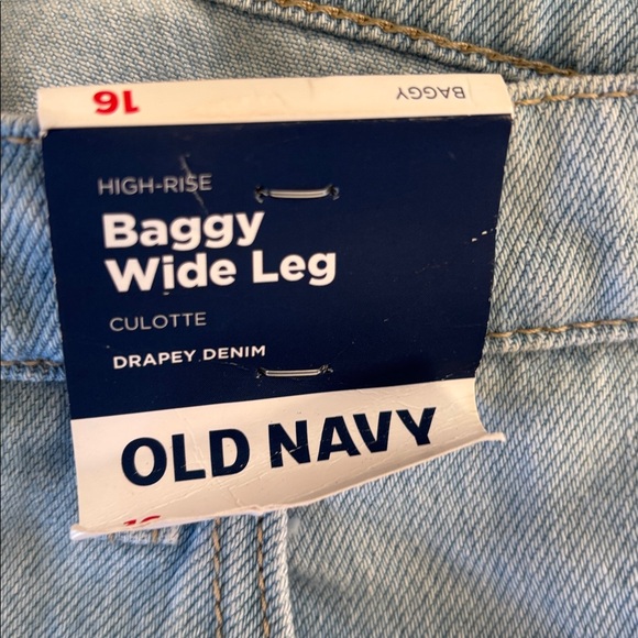 Old navy High-Waisted Baggy Wide-Leg Culotte Jeans drapey denim New NWT - Picture 6 of 7